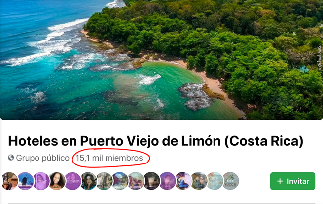 Grupo de Facebook de Hoteles en Puerto Viejo