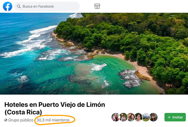 Grupo de Facebook de Hoteles en Puerto Viejo